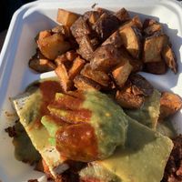 Chilaquilles made vegan at Frankie & Lola's in Morro Bay