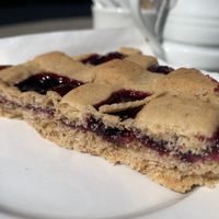 Linzer Shnitte blackcurrant biscuit   at Café BurgSchneider in Brancepeth