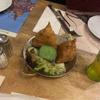Samosas (unsure if dip is vegan)  at Indian Jewel in Prague