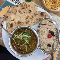 Roti, mushroom mattar, Kashmiri rice  at Indian Jewel in Prague