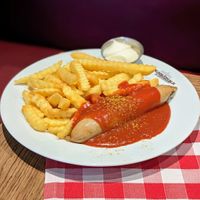 Vegan Currywurst at Berliner Republik Die Hauptstadtkneipe in Berlin