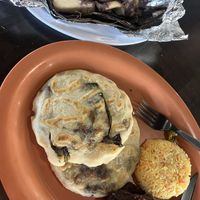 beans and squash blossom+beans and spinach pupusas. bean tamale   at Salvadoreño in Phoenix
