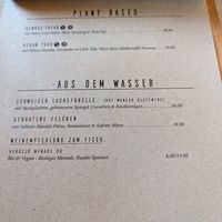 Menu at Stricker's in Winterthur