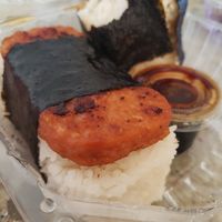 Spam musubi, one order comes with two. at Loving Hut - Mira Mesa in San Diego