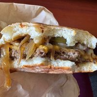 Better view of Benny’s cheesesteak burger at Loving Hut - Mira Mesa in San Diego