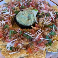 Loaded nachos - yum! at Bone Free  in Costa Da Caparica