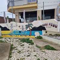 Outside,  across from ocean at Bone Free  in Costa Da Caparica