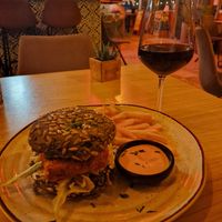 Chicken burger (coated tofu) at Bone Free  in Costa Da Caparica
