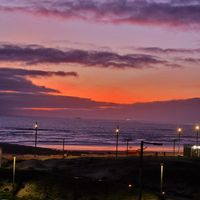 Sunset next to restaurant at Bone Free  in Costa Da Caparica