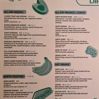 Menu part 1 at Earth Cafe in Port Adelaide