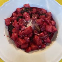 Gnocchis à la betterave et scarole   at Urbana 47 in Rome