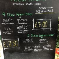 Menu at Fikre Kitchen in London