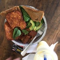 Beyond meat hash and veggie platter at Vegan Deli in New York City