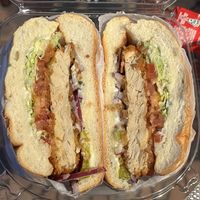 Crispy chicken sandwich  at Vegan Deli in New York City