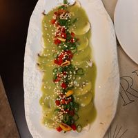 Vegan mushrooms with avocado lime dressing,  not spicy at Cevitxef in Bilbao