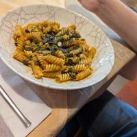 Pumpkin and chestnut pasta at Café Derbl in Hallstatt