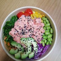 Spicy salmond poke at The Plant Food  in Central Singapore