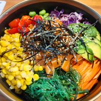 Salmon poke bowl at The Plant Food  in Central Singapore