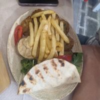 Falafel, houmous & chips at Agora Greek Restaurant-Bar in Kos