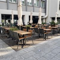 Outdoor seating at Mira in Baden
