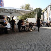 Outdoor seating at Roter Turm in Baden