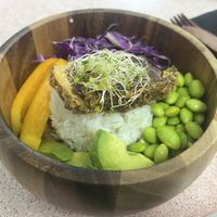 Smaller size poke bowl at $10  at Crisp in Roatan