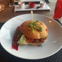 Focaccia vegan burger at Meat's in Aarau