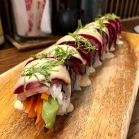 Beetroot-based roll (good) at WAKI WAKI Veggie Sushi in Bangkok