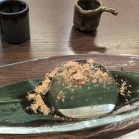 Raindrop Misu Mochi desert. Wouldn't order this again, but was OK. Like gelatine. at WAKI WAKI Veggie Sushi in Bangkok