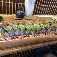 Three different kinds of sushi   at WAKI WAKI Veggie Sushi in Bangkok