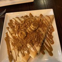 vegan biscoff and banana crepes at Creams Cafe in Bath