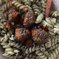 Customised “comfort delgrow” with pesto instead of cheese sauce at Ahimsa Sanctuary in Central Singapore