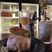 Breakfast burrito w scrambled tofu   at Ahimsa Sanctuary in Central Singapore