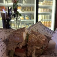 “Tuna” bagel   at Ahimsa Sanctuary in Central Singapore