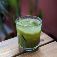 Vegan Cold-Pressed Matcha Ginger Lemonade at Ahimsa Sanctuary in Central Singapore