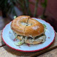 Vegan Fishy Business Bagel at Ahimsa Sanctuary in Central Singapore