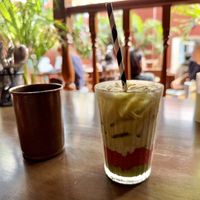 Strawberry matcha with pistachio. Delicious !  at Ahimsa Sanctuary in Central Singapore