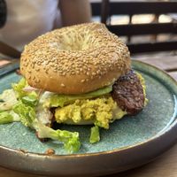 Breakfast bagel   at Ahimsa Sanctuary in Central Singapore