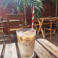 Iced oat latte at Ahimsa Sanctuary in Central Singapore