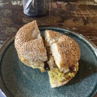 Bacon egg cheese bagel  at Ahimsa Sanctuary in Central Singapore