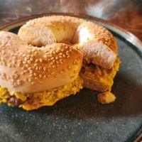 Egg, Bacon and Cheese Bagel at Ahimsa Sanctuary in Central Singapore