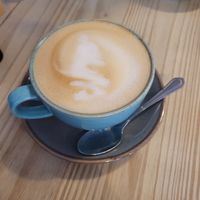 Oat milk caramel latte. at Lavender Coffee & Crumbs in Dalkeith