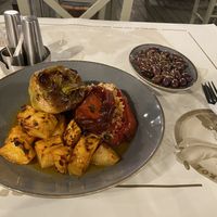 Stuffed vegetables with rice  at The Big Bad Wolf in Skiathos