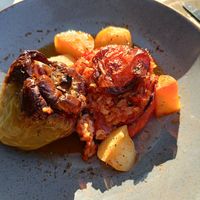 Stuffed vegetables at The Big Bad Wolf in Skiathos