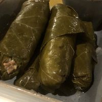 Vine leaves (marked as vegan but served with tzatziki)  at The Big Bad Wolf in Skiathos