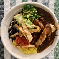 Yucatan Mayan bowl - delicious tofu, rice, beans, and kale covered in a mole sauce.  at Plant Junkie - Vanderbilt in New York City