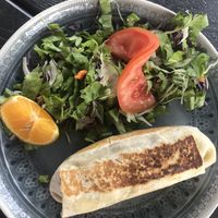 Vegan burrito, filled with veggies and refried beans  at Soda Sánchez in Quepos