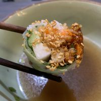 Filling of the spring roll  at The Kind Bowl - Northpoint City in North Singapore