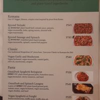 Vegan menu at Pizza Express in Mandaluyong