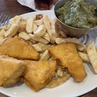 Tofish and chips £11.99 plus mushy peas £1.89!   at Papa's Fish and Chips in Cleethorpes